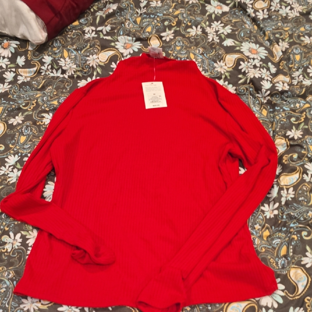 ❤️10/$30 New Red Ribbed Long Sleeve Women's Top